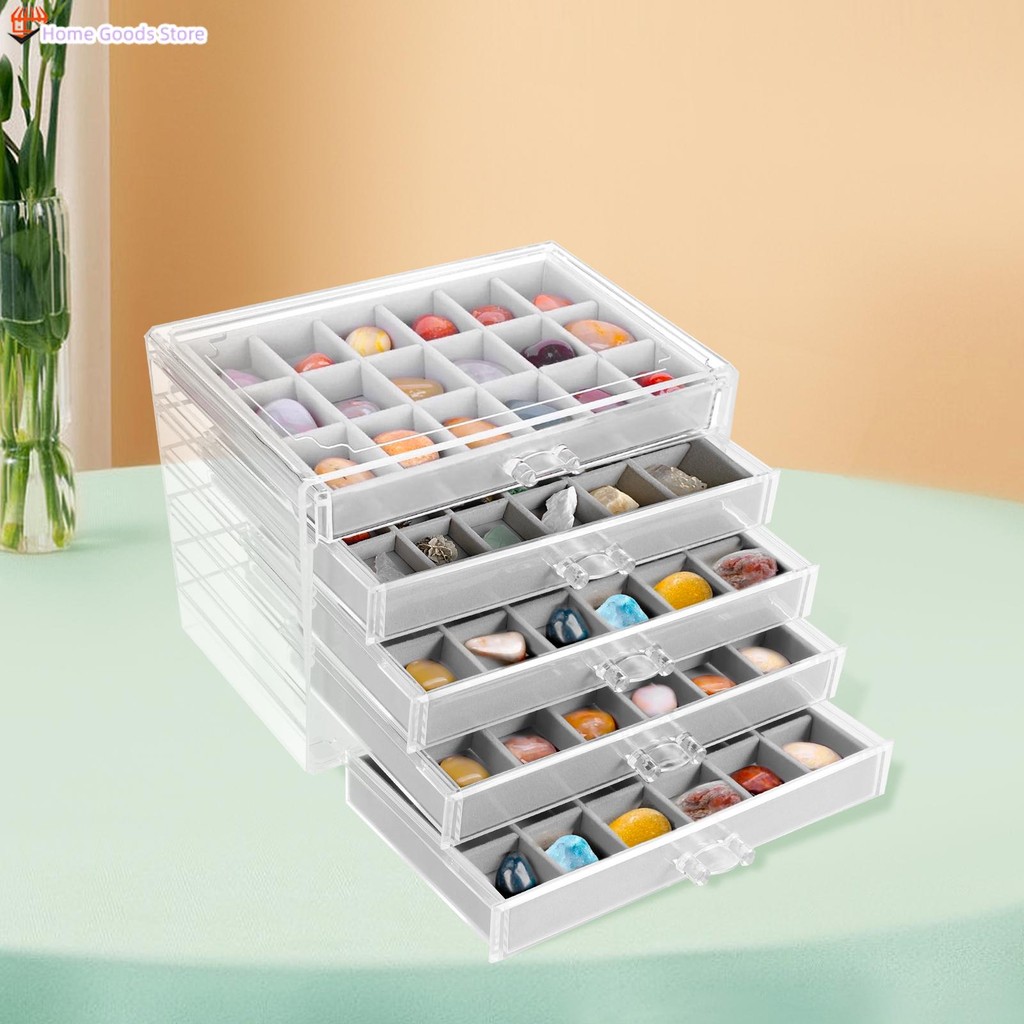 2 ชิ้น Rock Display Case Clear Rock Collection กล่อง 90 กริดปรับ Rock Collection Display Case อเนกปร