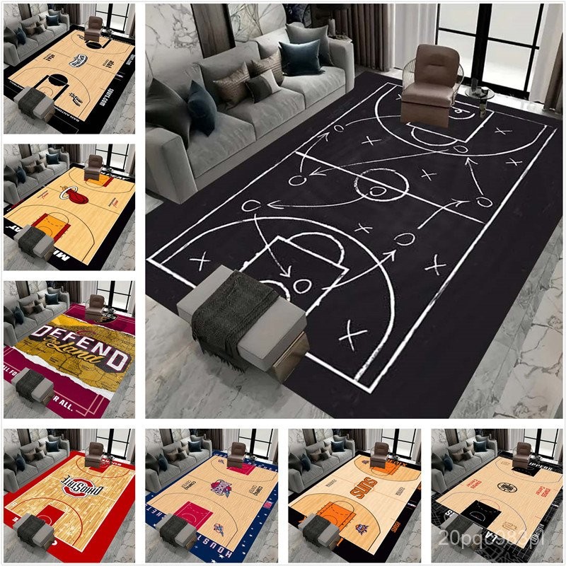 3D large-sized basketball court athlete printed carpet living room area baby crawling mat entrance d