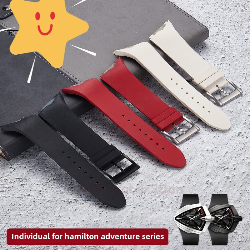 สายรัดยางซิลิโคนกันน้ำขนาด 25 มม. สำหรับ Hamilton Ventura H 24655331   นาฬิกาผู้ชาย