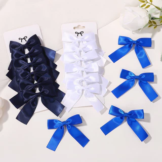 6 ชิ้นเด็กสาวโบว์ Hairclips ที่ละเอียดอ่อนริบบิ้น Hairpins สําหรับเด็กอุปกรณ์เสริมผม นิ้วน่ารัก Headwear Hairgripe ขายส่ง