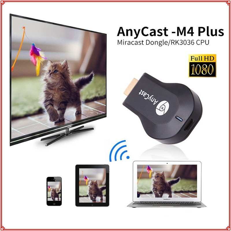 ตัวรับสัญญาณไวไฟ Wireless WiFi Display TV Anycast M9 Plus เชื่อมต่อมือถือไปทีวี รองรับมือถือ