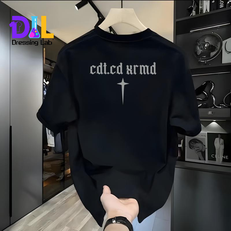 2025 ฤดูร้อนใหม่ เสื้อยืด oversize unisex สกรีนหน้าหลัง ลาย "cdt.cd hrmd" ผ้าคอตตอน100% เนื้อผ้าเกรด