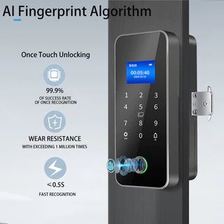 XSDTS ตัวล็อคประตูบานเลื่อน Digital Door Lock ล็อคลายนิ้วมือ กลอนประตูดิจิตอล ประตูบานสวิง เลื่อน TUYA APP รหัสผ่าน ICการ์ด