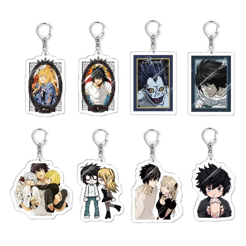อะนิเมะ Death Note อะคริลิคพวงกุญแจตัวเลข L·Lawliet Yagami Light Key Chain จี้กระเป๋าเป้สะพายหลังอุปกรณ์เสริมเครื่องประดับผู้หญิง