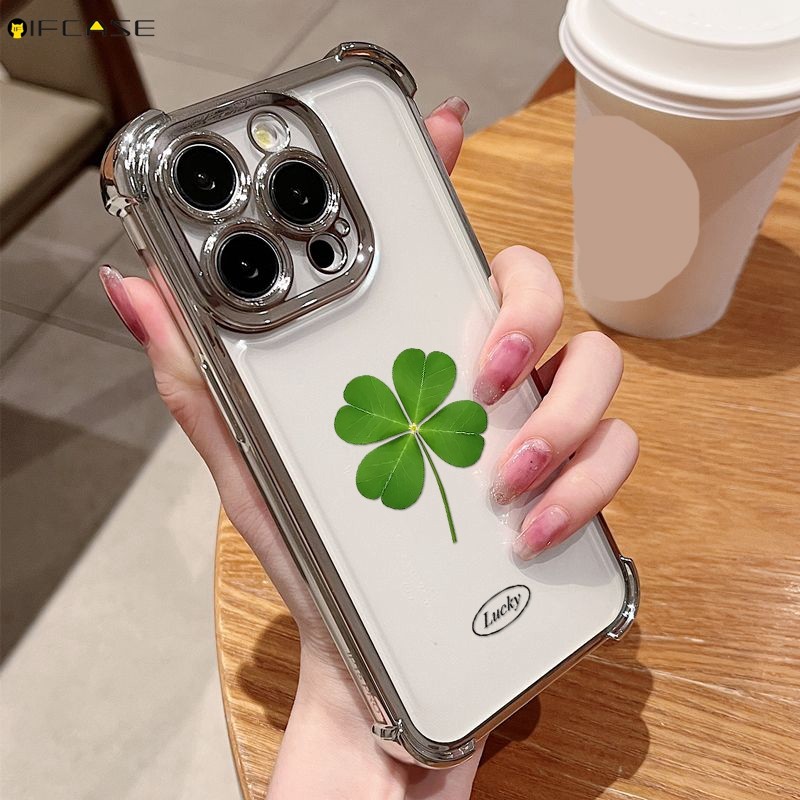 สําหรับ Honor 400 300 200 100 90 GT Pro Ultra Lite Power เคสโทรศัพท์ Simple Lucky Clover โชคดีมีนาคมหญ้า Four Leaf Clover Smile โปร่งใสปลอกอ่อนกรณีฝาหลัง