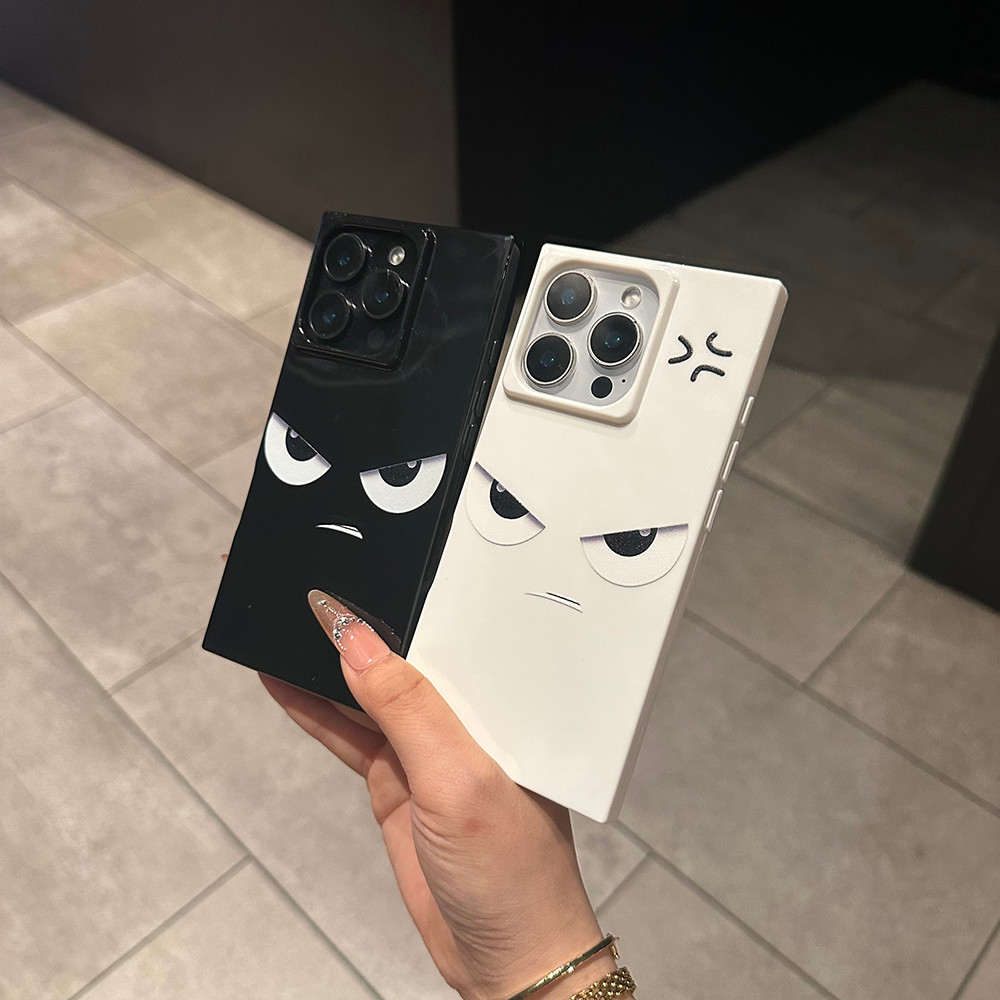 เคสโทรศัพท์ทรงสี่เหลี่ยมจุดเยือกแข็งสําหรับ iPhone 17 15 16 14 13 11 12 Pro Max แฟชั่น Expression Devils Eye Protection Cover