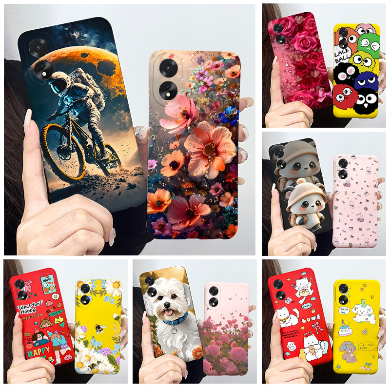 สําหรับ OPPO A38 4G CPH2579 กรณีน่ารักการ์ตูน Panda ดอกไม้รูปแบบ Candy สีซิลิโคนนุ่มโทรศัพท์ปกหลังสําหรับ OPPO A18 CPH2591 ปลอก ราคา ถูกที่สุด ดีลบีเคเค