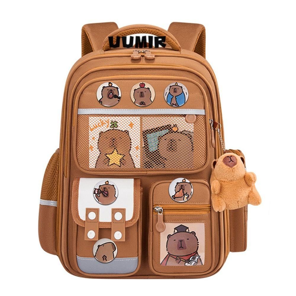 กระเป๋านักเรียน อุมิร์,พร้อมตราบัตรตุ๊กตากันน้ําคาปิบาระกระเป๋าเป้สะพายหลัง,การ์ตูนพันธมิตร เบอร์เดน ความจุขนาดใหญ่ป้องกันกระดูกสันหลังกระเป๋าเป้สะพายหลังสํา