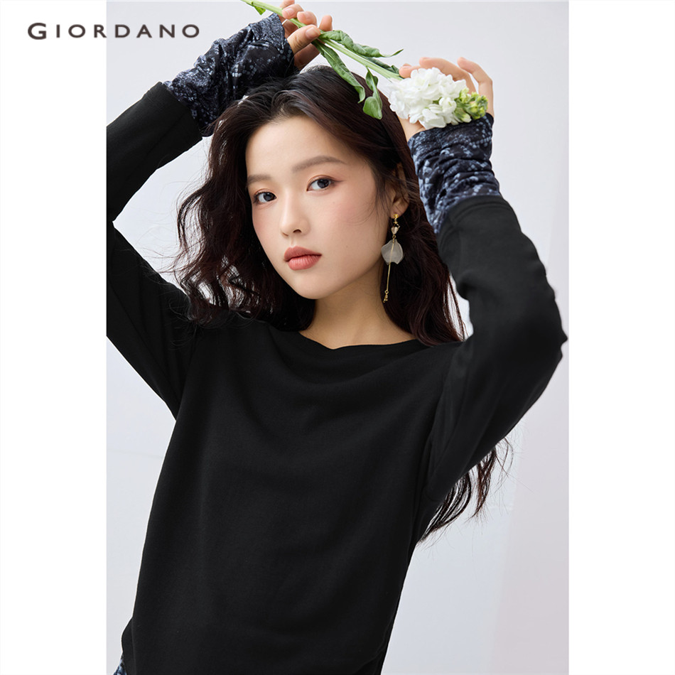 GIORDANO WOMEN Snake grain patchwork fake 2-piece tee 18324634