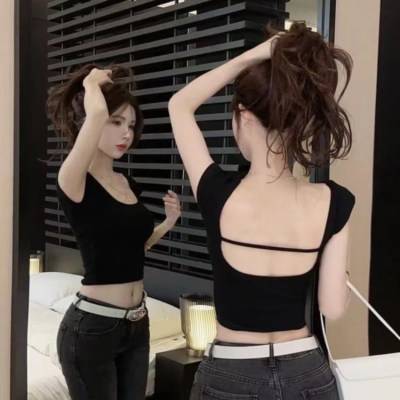 LYILIVersatile เกาหลี - สไตล์ Camisole: Backless, Hollowed Out พร้อม Padding สําหรับ Pure Desire Aesthetic 833 TOP10