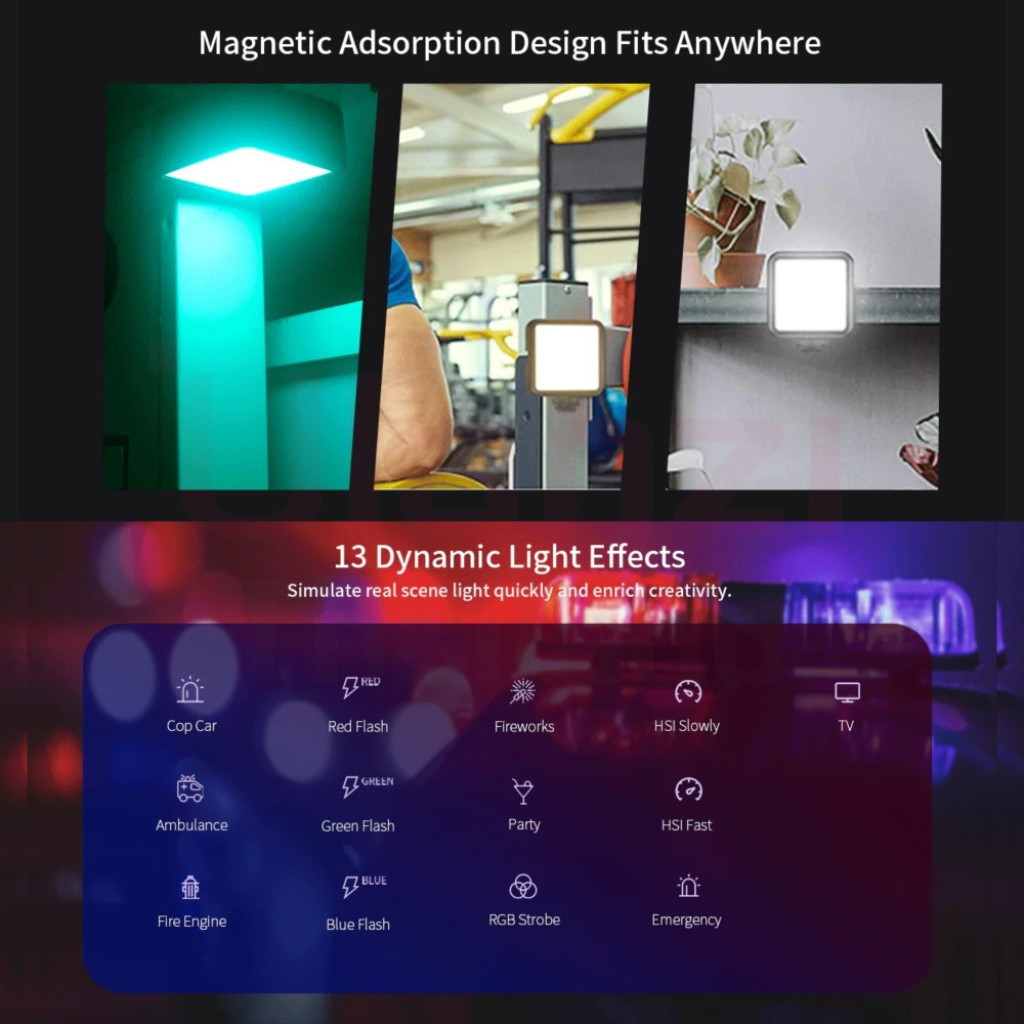 Ulanzi VL49 RGB ไฟ LED สตรีม ไลฟ์สด ถ่ายรูป วิดีโอ ชาร์จได้ ปรับสีได้
