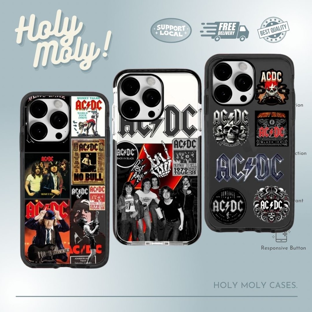 ACDC II IMD Bumper Case เข้ากันได้กับ iPhone 16 Pro Max 15 Pro Max 14 Pro Max 13 Pro Max 12 Pro Max 