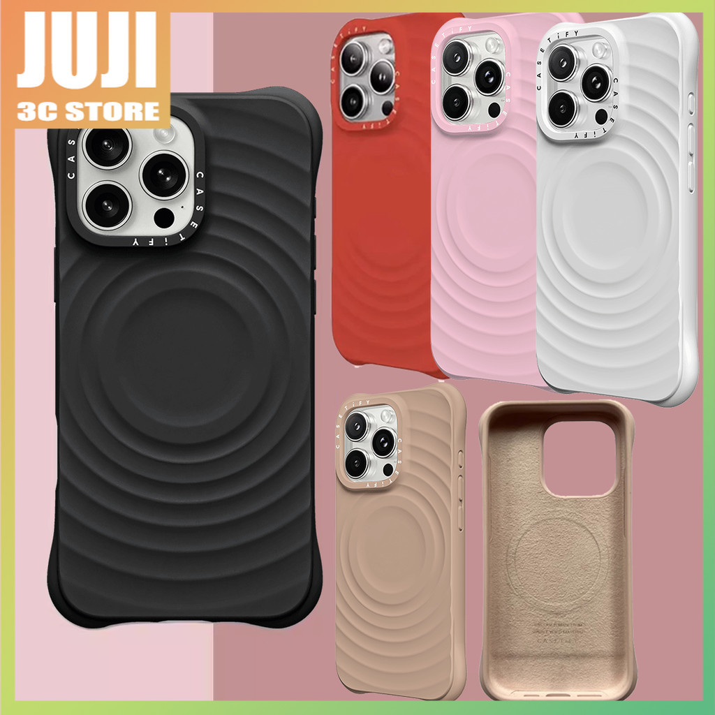 Casetifg Ripple กรณีคุณภาพสูงชาร์จแม่เหล็กสําหรับ IPhone 16 15 13 14 Pro Max 15 PLUS 14 PLUS สีสัน Wave ซิลิโคน Matte Anti ลายนิ้วมือกันกระแทก