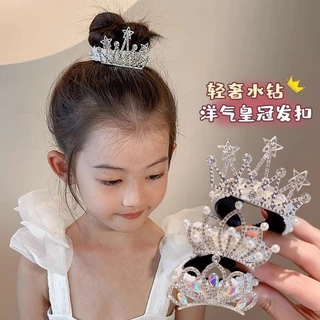 กิ๊บติดผมเด็กแฟชั่นเกาหลีน่ารัก พลอยเทียม มงกุฎหัวเข็มขัดผมหางม้าสูง