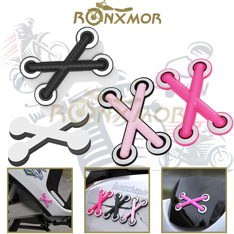 Ronxmor 1PC ใหม่รถจักรยานยนต์ดัดแปลง 3D Decals สนุกเชือกผูกรองเท้าสติกเกอร์ตกแต่งรถสติกเกอร์ที่ถอดออกได้ Parallel Cross Shoelaces สติกเกอร์อัตโนมัติ Refit รถยนต์สะท้อนแสงรถสติกเกอร์
