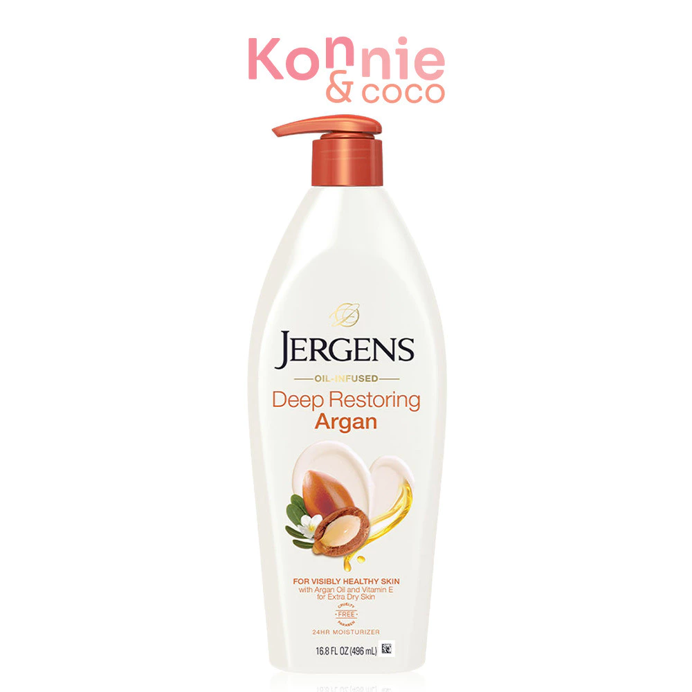 Jergens Oil-Infused Deep Restoring Argan 24-Hour Moisturizer 496ml เจอร์เกนส์ โลชั่นบำรุงผิวกาย.