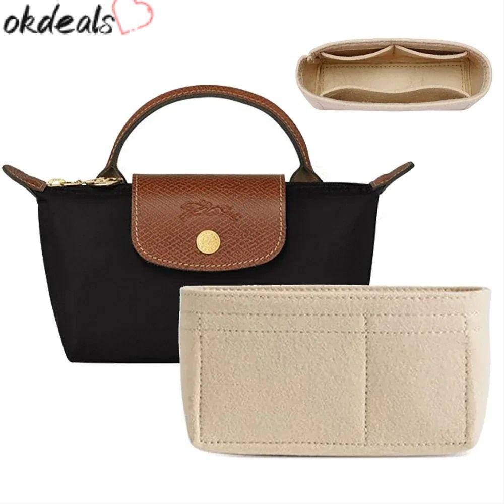 LONGCHAMP Okdeals 1 ชิ้นใส่กระเป๋า,กระเป๋าเก็บของแบบพกพาLinnerกระเป๋า,Felt Multi-Pocketกระเป๋าเดินทางสําหรับLongchamp Miniกระเป๋า
