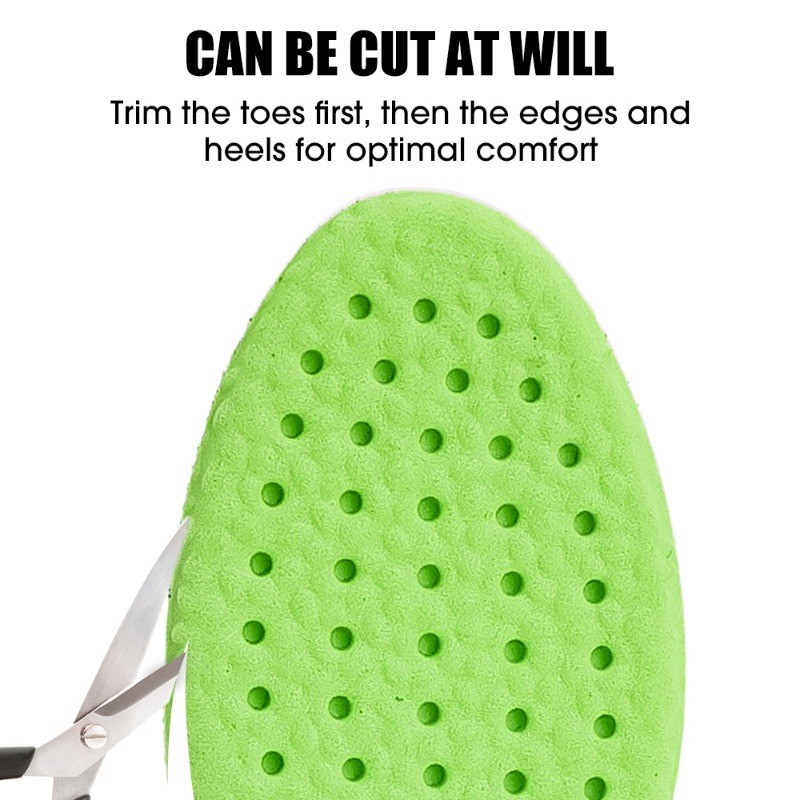 ผู้หญิงผู้ชายระงับกลิ่นกาย Breathable Shock Absorption Insoles ความยืดหยุ่นสูง Arch สนับสนุน Orthopedic นวดเบาะแทรกแผ่นรองเท้า