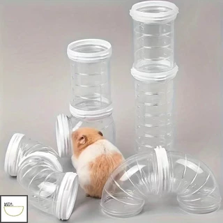 FurryCuddle พร้อมส่ง ท่อวิ่งหนูแฮมสเตอร์ ของเล่นอุโมงค์หนูแฮมสเตอร์ อุโมงค์กระรอก ติดกรง 1 ชุด 4 ชิ้น COD PU74