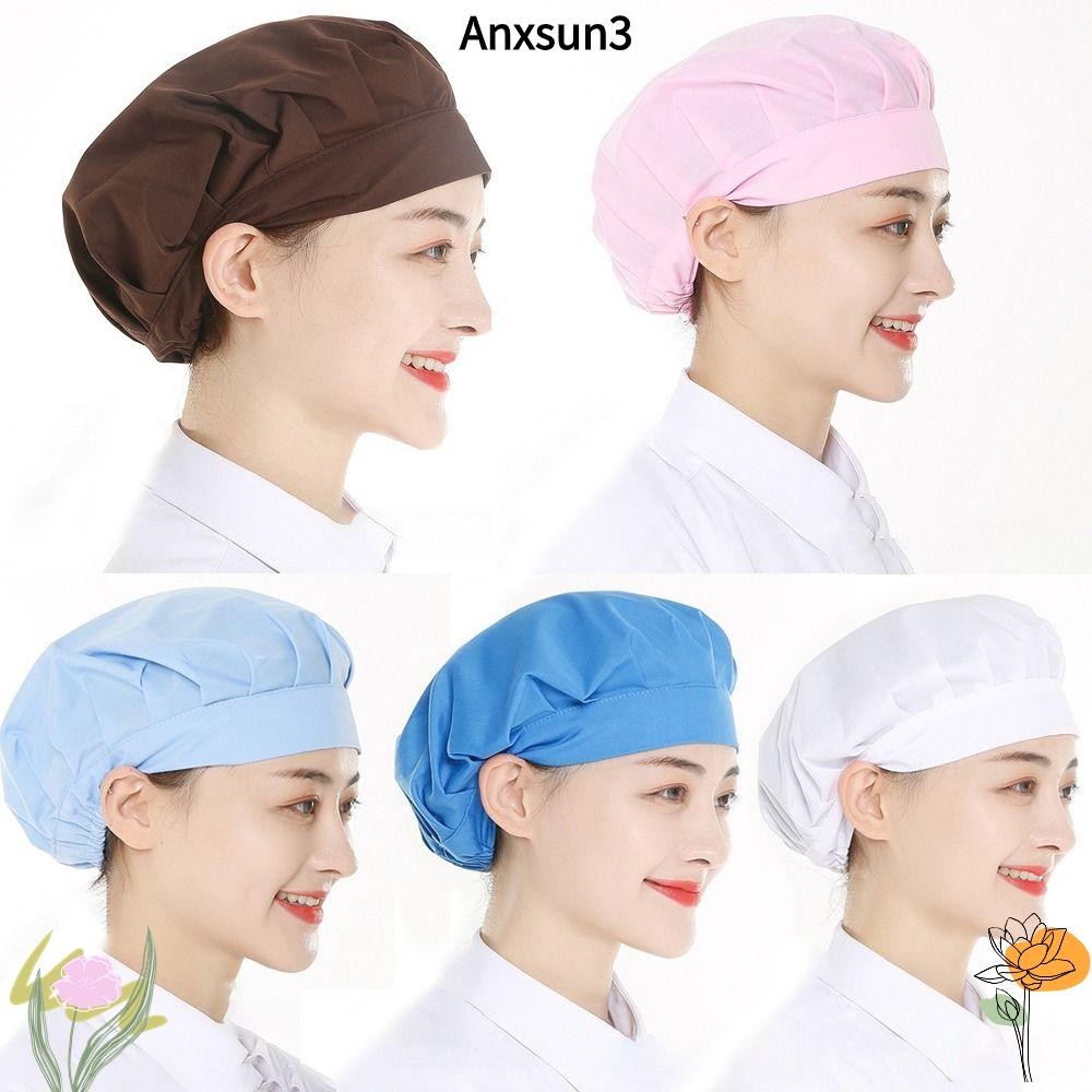Anxsun3 หมวกทํางานกันฝุ่น,ที่คาดผมทํางานมัดผมมัดหมวกคลุมผม,ผู้หญิงผู้ชายบริการอาหารผ้าฝ้ายทําอาหารหมวกอนามัยโรงแรม