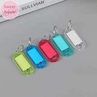 Sweetadore 10 ชิ้น/ล็อตคริสตัลพลาสติกใสแท็กกุญแจแยกแหวนป้ายสองด้านจอแสดงผลหน้าต่างสําหรับ DIY ชุดพวงกุญแจหัตถกรรมวัสดุ TH