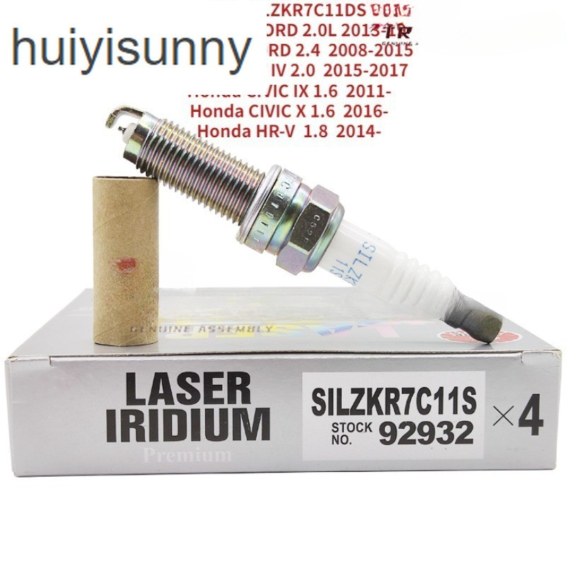 HYS หัวเทียนรถยนต์ 4 ชิ้น NGK LASER IRIDIUM SILZKR7C11DS สําหรับ HONDA ACCORD CIVIC CR-V HR-V