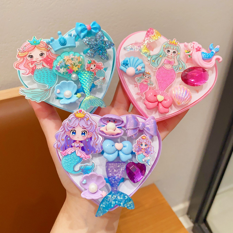 แหวนเด็กสาวน้อยน่ารักนางเงือกแหวนขนาดเล็กหัวใจทารกกล่องเครื่องประดับสาวเจ้าหญิงของเล่นอุปกรณ์เสริม