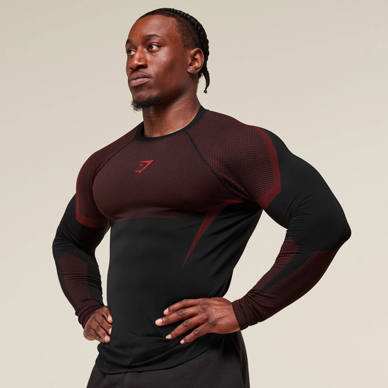 เสื้อแขนยาวSlim Fit ผู้ชาย ยืดหยุ่น เหมาะสำหรับออกกำลังกายกลางแจ้งและในฟิตเนส