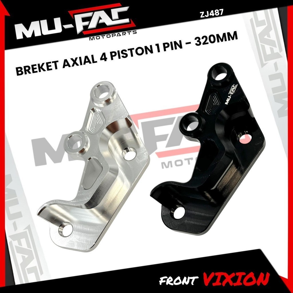 สีดํายานยนต์ BM Caliper Breket AXIAL 4 PISTON VIXION UK 320MM MUFAC อลูมิเนียม CNC