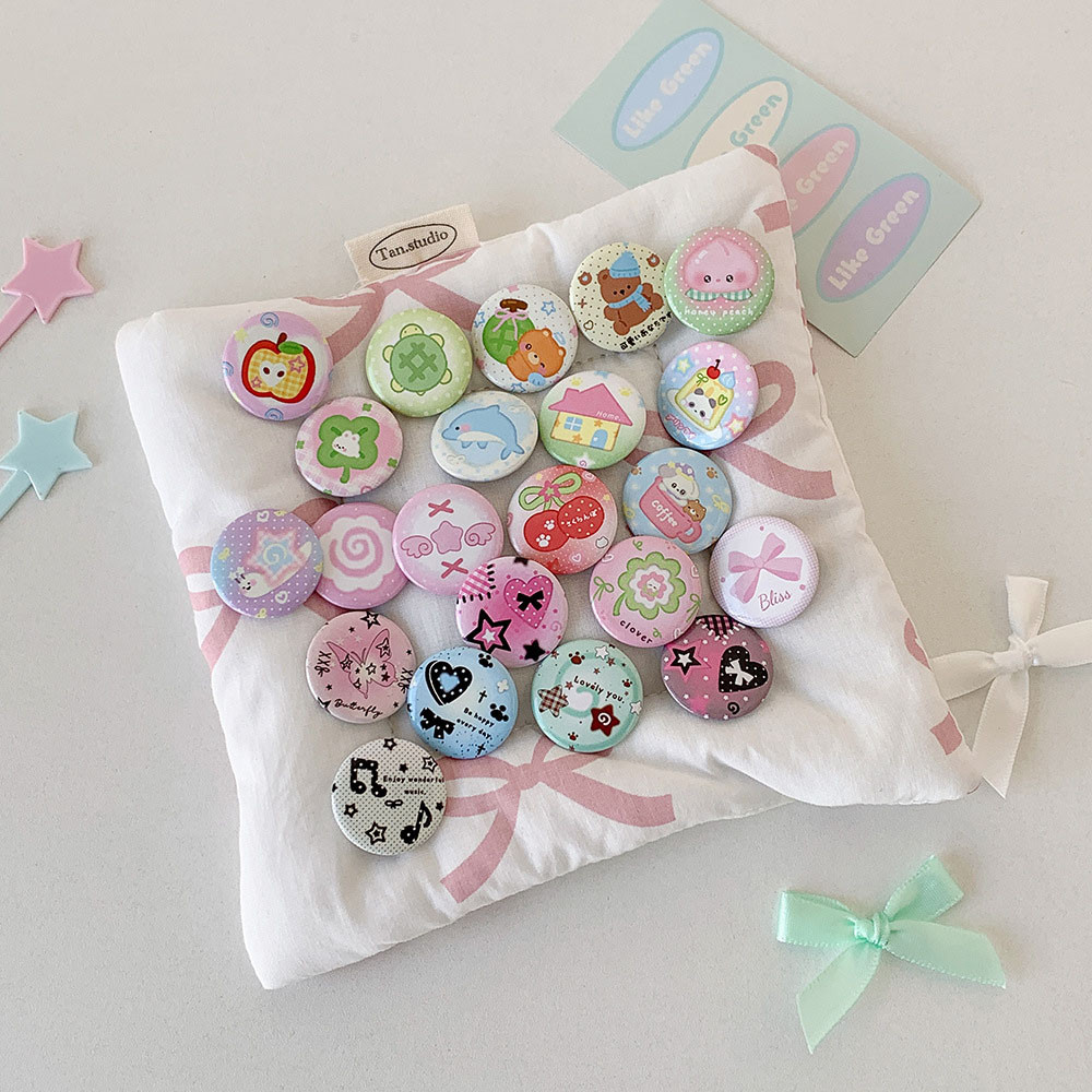 DIY Mini Badge เข็มกลัดขนาด 25 มม. 6 ชิ้น ออกแบบเอง สไตล์การ์ตูนน่ารัก