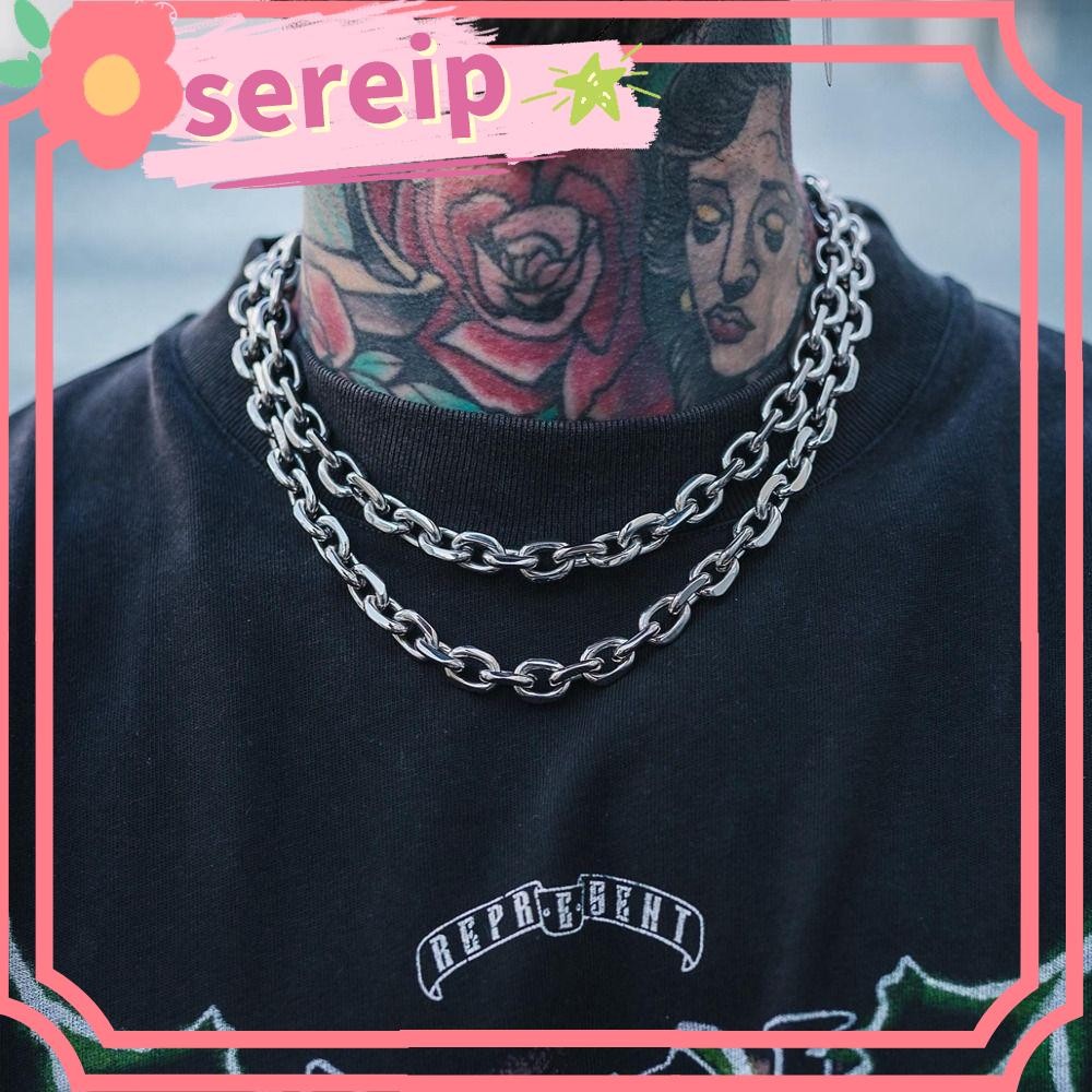 SEREIP Cable Link Chain Necklace, 8mm ความหนา Chunky Design Cable Necklace, Trend Accessory Stainles