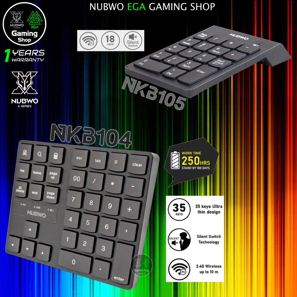 🎮 GAMING NUBWO NKB104 NKB105 KEYBOARD Numeric Keypad Wireless 18Keys Silent Switch คีย์บอร์ด แป้นพิม