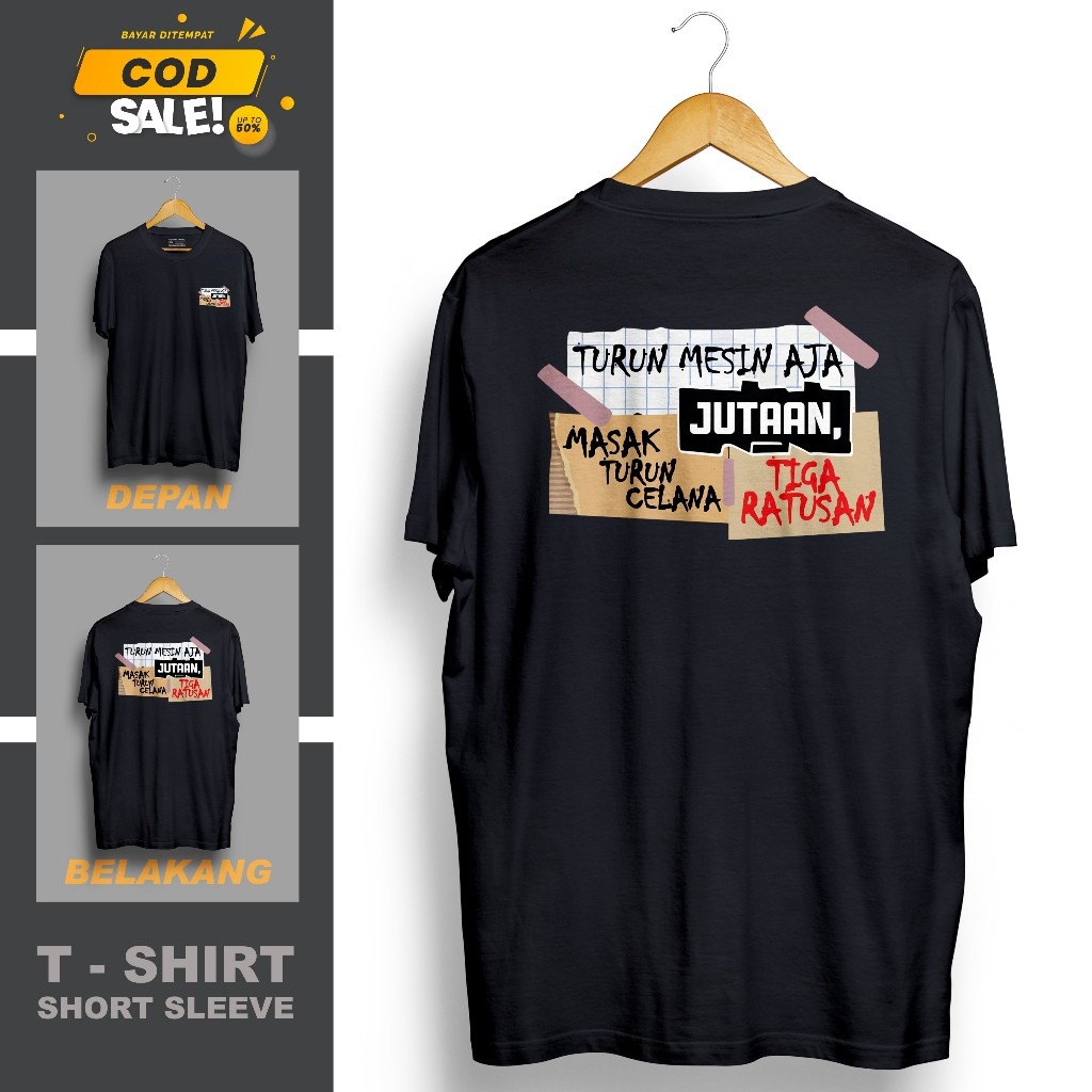 เสื้อยืด MESIN พร้อมคําลงเครื่องยนต์, JUST MILLION ด้านหน้าและด้านหลัง, VIRAL, LATEST, CURRT