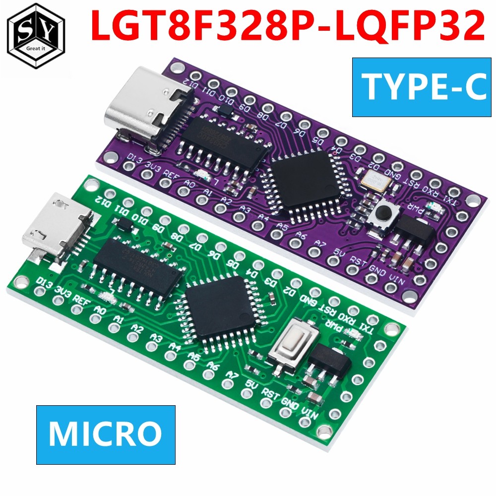 LGT8F328P-LQFP32 MiniEVB TYPE-C MICRO USB ใช้งานร่วมกับ ATMEGA328 Nano V3.0 LGT8F328P CH9340C / HT42