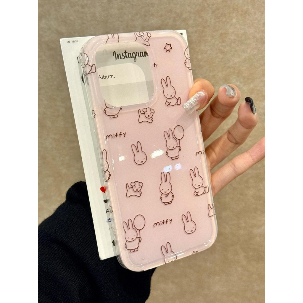 Miffy Rabbit สายรัดข้อมือ IMD เคสโทรศัพท์สองชั้นสําหรับ Samsung S22 S23 S24 S25 S21 S23FE S25FE S25P