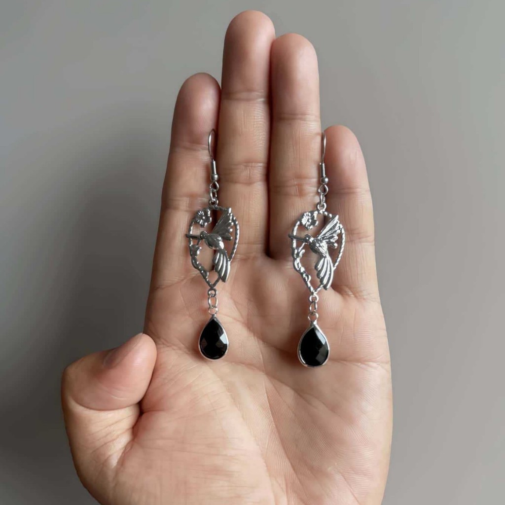 Retro Baroque Golden Lovebird Crystal Drop Earrings Unique Jewelry Gift
