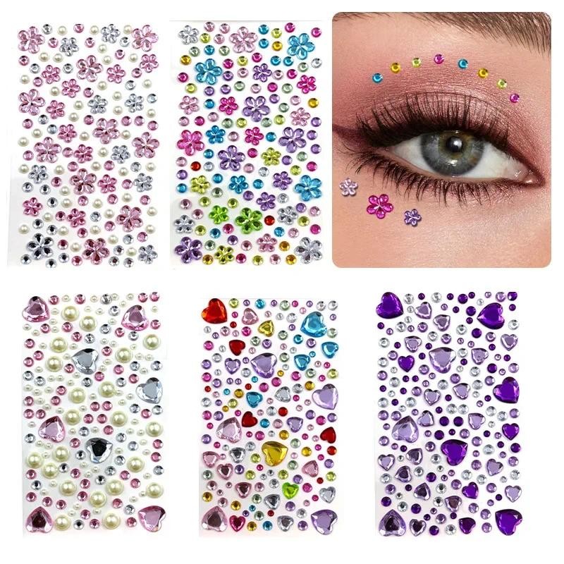 Glitter Face สติกเกอร์สําหรับเด็ก Rhinestones สําหรับตา Face Diamonds Bright สติกเกอร์เทศกาลแต่งหน้า Jewels สติกเกอร์ ZS006