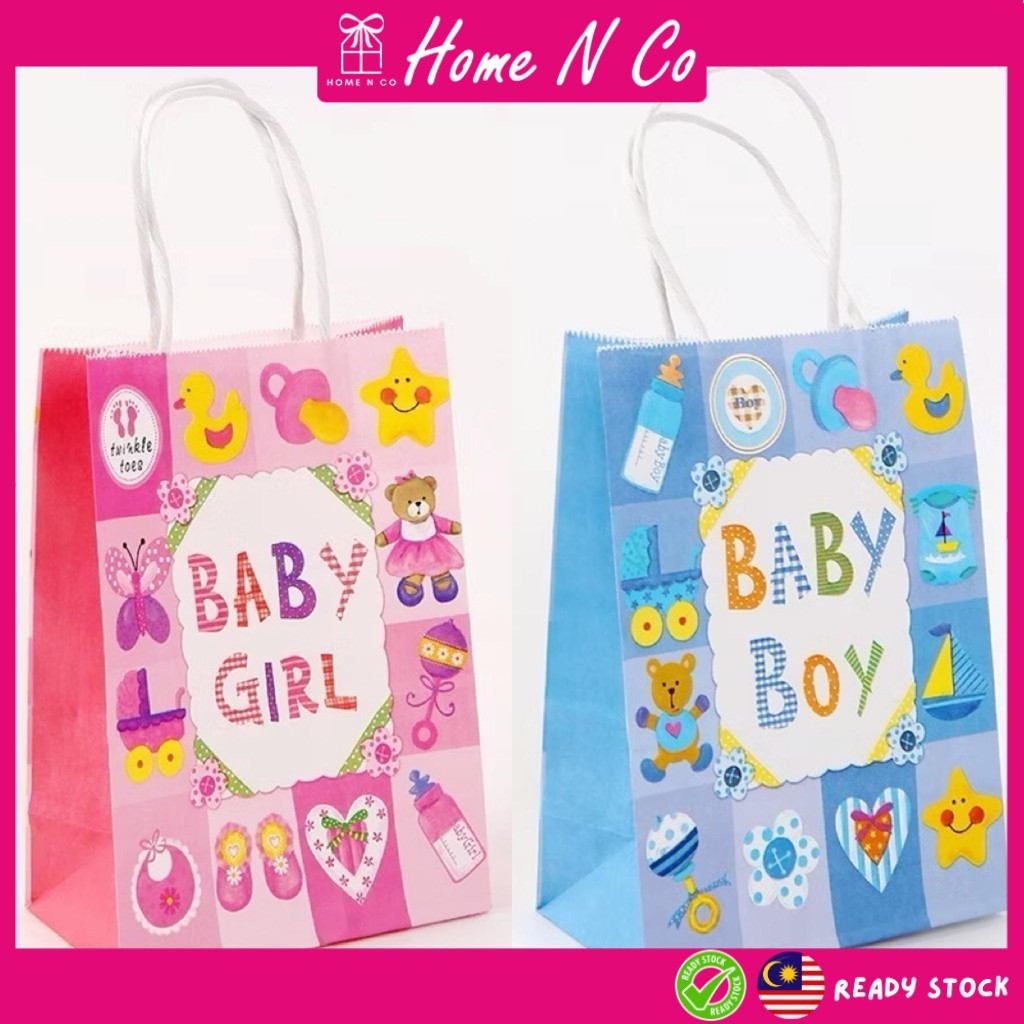 Home N Co Baby Bag Bag Bag Hari Jadi Party Birthday Bag Kraft Paper Candy Box Fullmoon Party Bag
