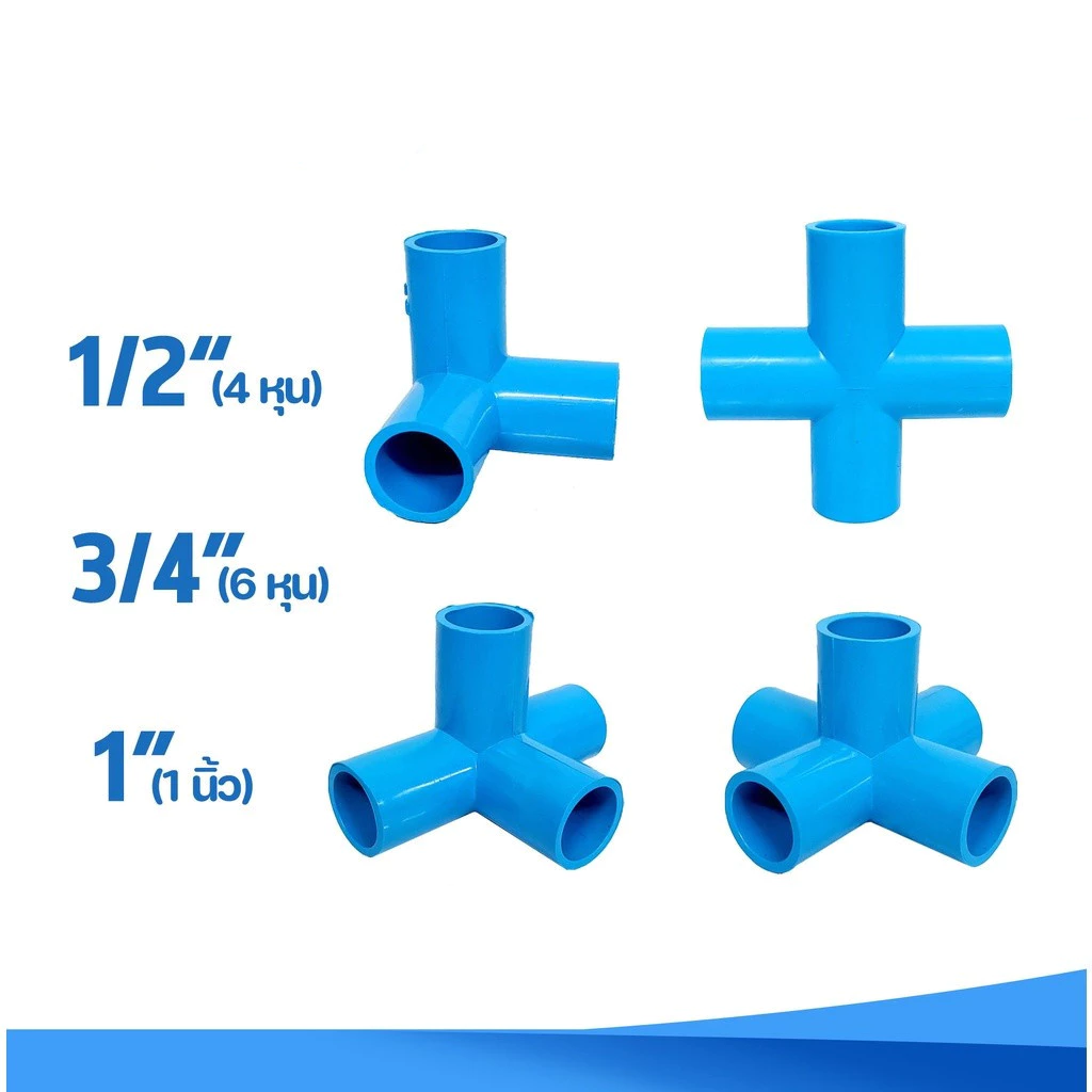 ข้อต่อ PVC สามทางมุม สี่ทางบวก สี่ทางฉาก ห้าทางฉาก (เกษตร & DIY): 1/2" (4 หุน), 3/4" (6 หุน) และ 1 นิ้ว ข้อต่อท่อ พีวีซี
