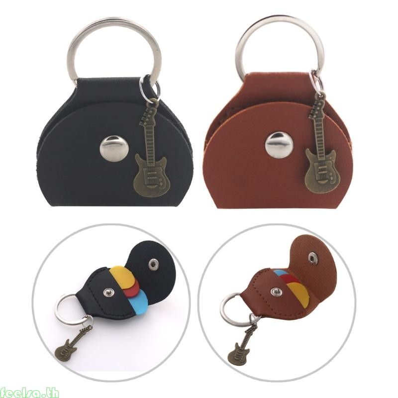 Feela Guitar Pick Holder Case PU Leather Plectrum Bag for Guitar Player Music Lover