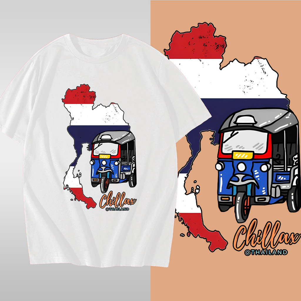 เสื้อยืดที่ระลึกในกรุงเทพฯ สบายไม่หดตัว 100% Cotton Travel Clothing Thailand Map T-Shirt S-5XL