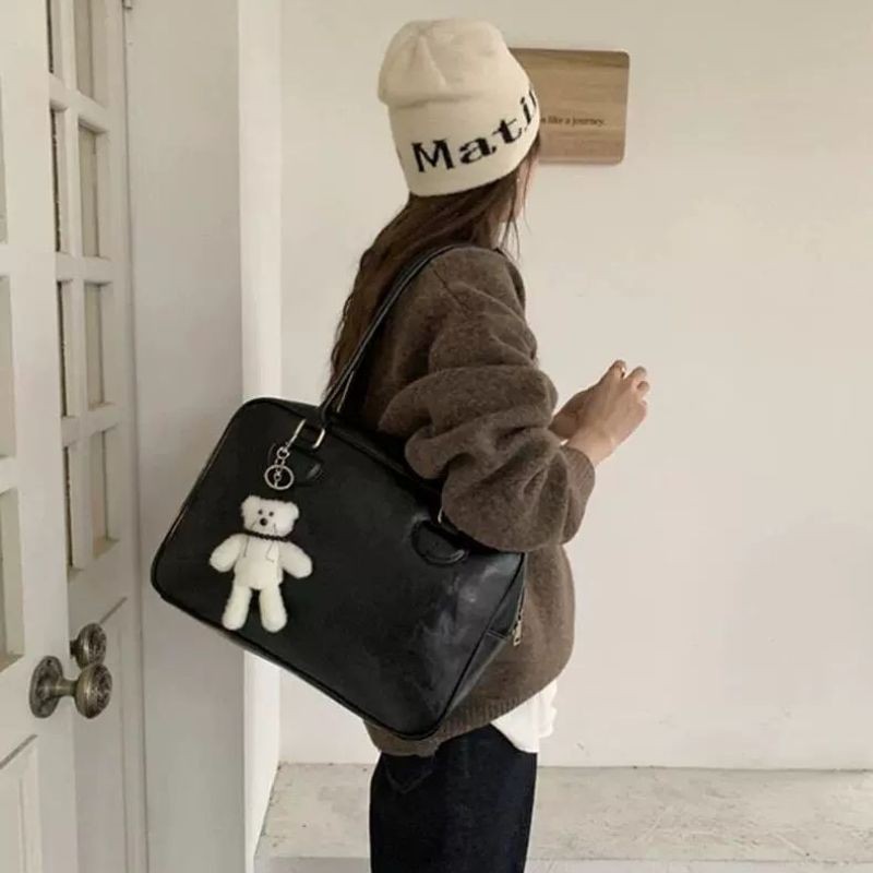 Mousoon กระเป๋าเอกสารความจุขนาดใหญ่สุภาพสตรีใหม่เกาหลีใต้ Ins Retro Minority One-Shoulder Portable Commuter Tote