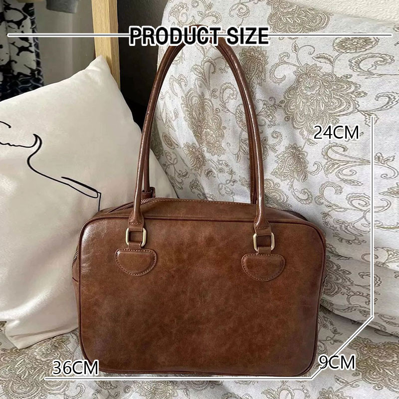 Mousoon กระเป๋าเอกสารความจุขนาดใหญ่สุภาพสตรีใหม่เกาหลีใต้ Ins Retro Minority One-Shoulder Portable Commuter Tote
