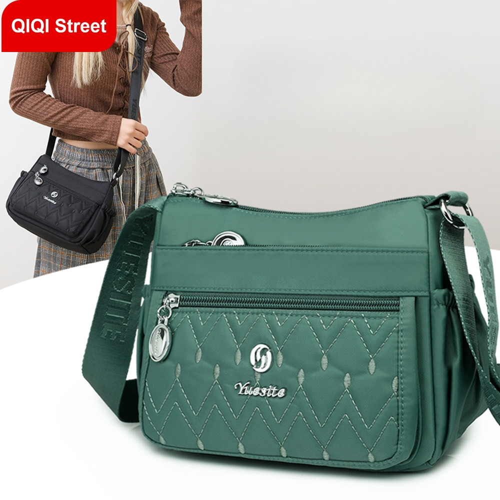 กระเป๋าสะพาย,กระเป๋าแฟชั่น ผู้สื่อสาร,ผ้าไนลอนกันน้ําเรียบง่ายและอเนกประสงค์กระเป๋าแม่วัยกลางคน