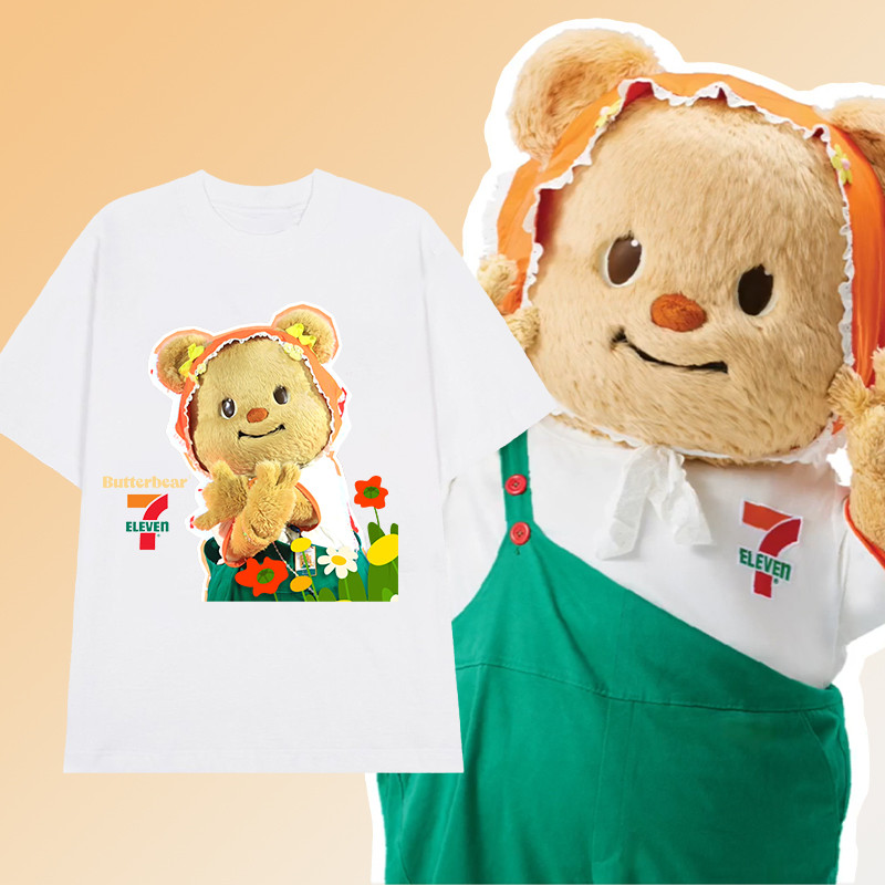 เสื้อน้องหมีเนย หมีเนย 711 Seven Eleven x Butterbear T-Shirt ผ้าCotton100% ผ้า ใส่ได้ ทั้ง ชาย ใส่สบ