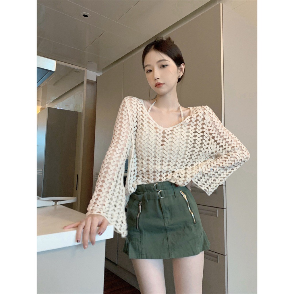 เสื้อถัก บิกินี่ ถัก บราถักไหมพรม บราไหมพรม ส่งเร็ว summer - รูปที่ 4