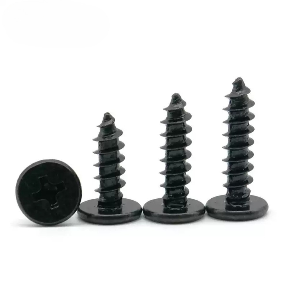 สกรูเกลียวปล่อยหัวแบนไขว้สีดํา M1.2/M1.4/M1.7/M2/M2.3/M2.6/M3/M3.5/M4 * L3-30mm (XD-VN)