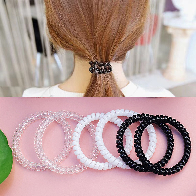 Rubuyou ยางมัดผม ยางรัดผมแบบเกลียว ยางมัดผมสีดำ แฟชั่น เรียบง่าย กิ๊บหนีบผม ความยืดหยุ่นสูง-ส่งเร็ว🚚