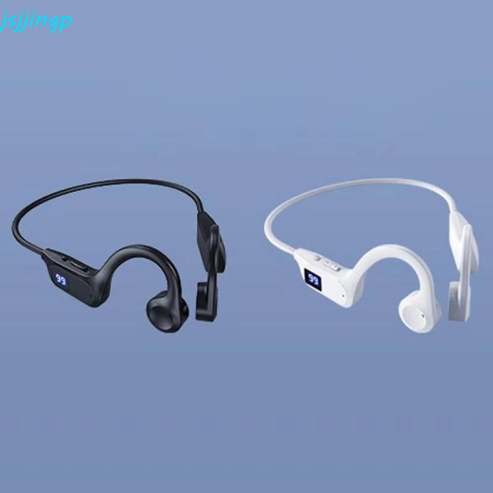 Jsjjingp X7 หูฟังบลูทูธสําหรับเล่นกีฬา, หูฟังพร้อมไมโครโฟน Bone Conduction, จอแสดงผลดิจิตอลไร้สายน้ําหนักเบา HIFI Bass หูฟังตะขอสําหรับวิ่ง