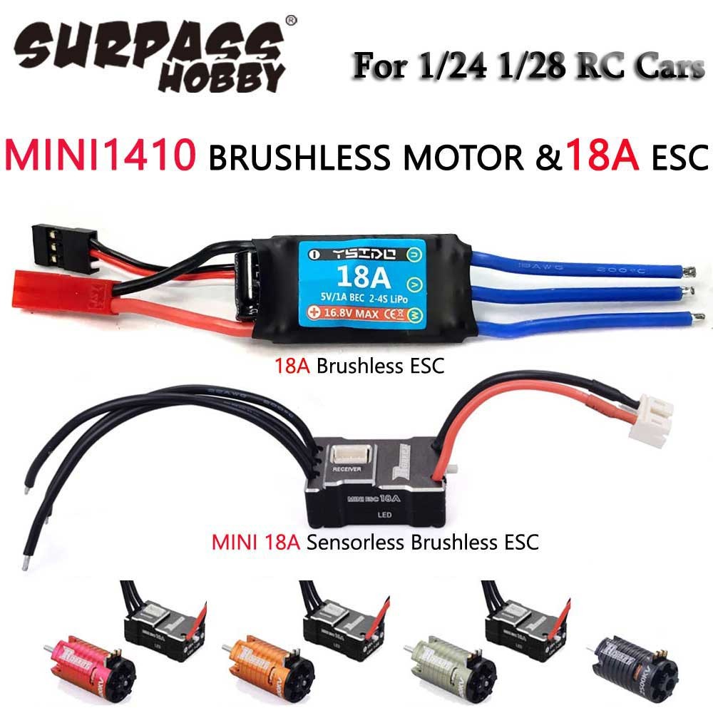 ROCKET-RC MINI 1410 มอเตอร์ไร้แปรง 2500KV 3500KV 5500KV 7500KV 18A ESC สําหรับ Kyosho Mr03 Pro อะตอม DRZ 1/24 1/28 1/32 RC รถยนต์